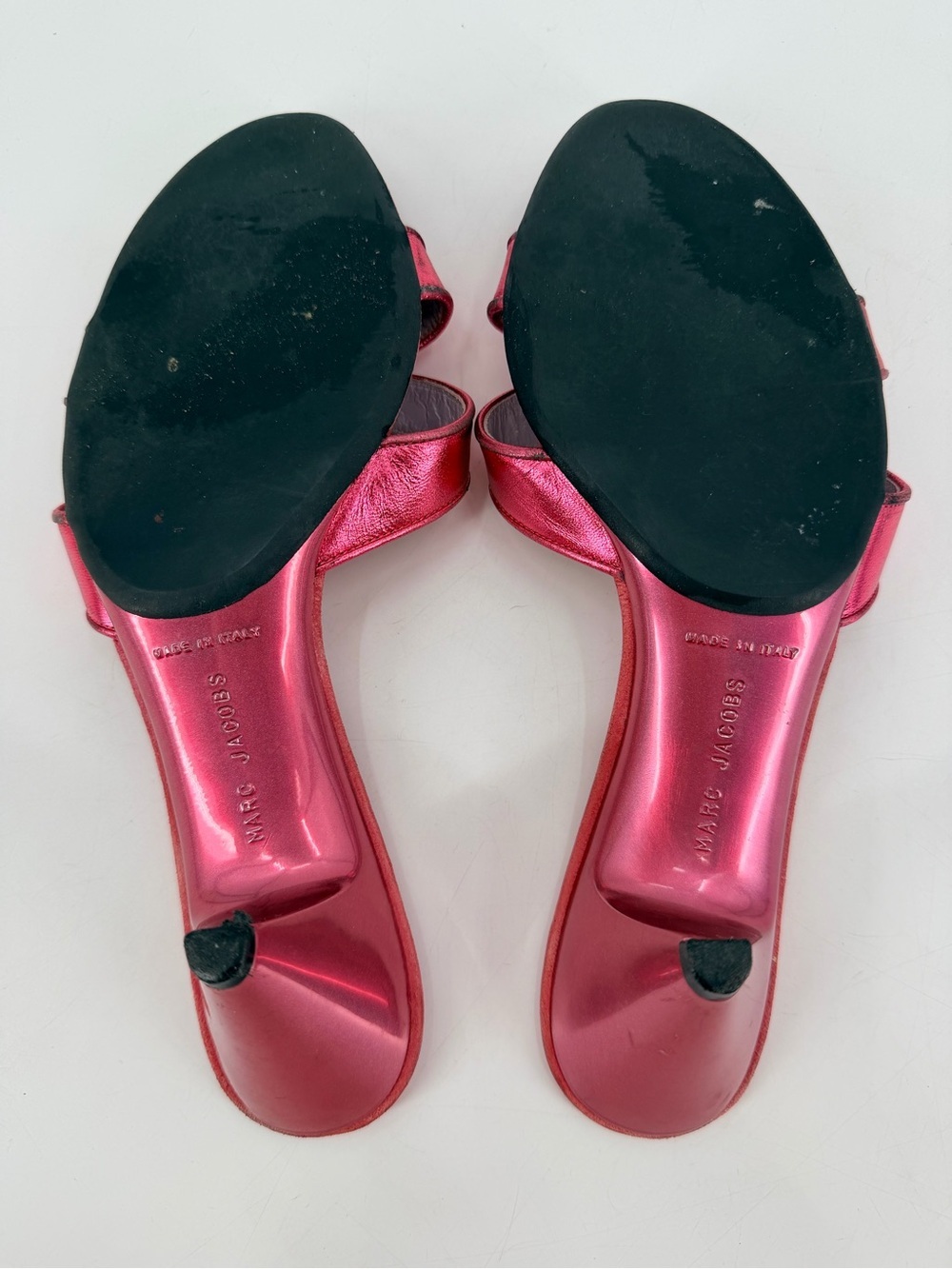 Vintage Y2K Marc Jacobs 2005 Pink Barbie Star Metallic Kitten Heel Sandals 9 - Picture 7 of 9